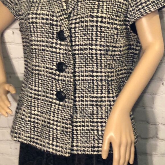 Coldwater Creek Tweed Boucle Black and White Short Sleeve Blazer Size 14 - Picture 3 of 8
